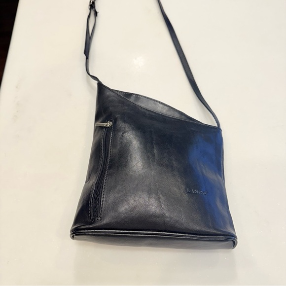 Lango Paris VTG Black Leather Asymmetrical Shoulder Bag EUC RARE - Picture 4 of 16